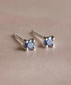 Astrid & Miyu Birthstone Earrings December Birthstone Stud Earrings In Silver With Tanzanite CZ