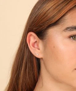 Astrid & Miyu Diamond Piercing Stacking Set In Solid White Gold Earrings