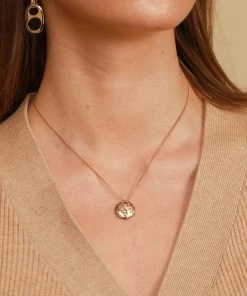 Astrid & Miyu Molten Coin Pendant Necklace In Gold