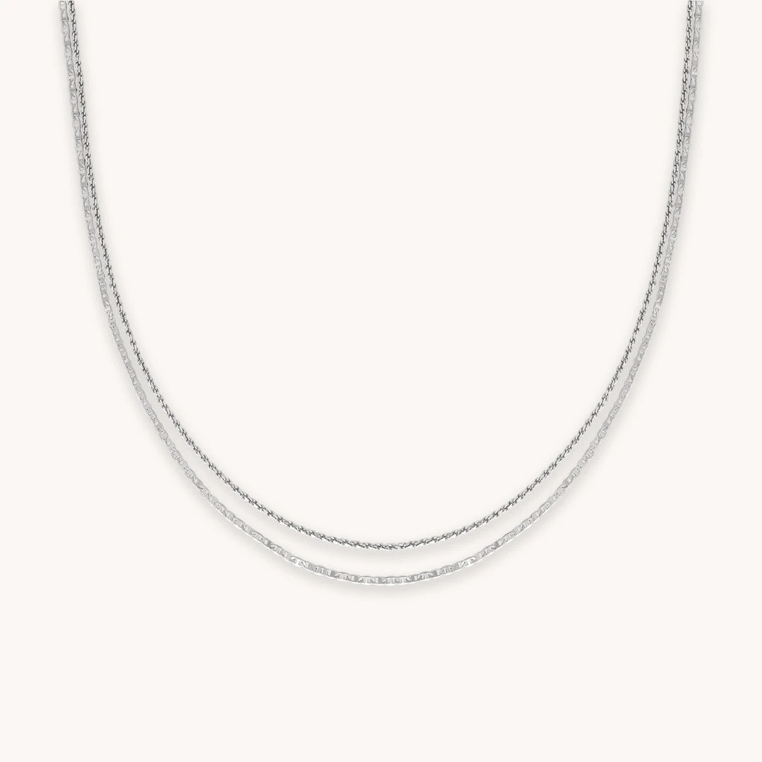 Astrid & Miyu Duo Chain Necklace In Silver Best Sellers 3 Astrid & Miyu Duo Chain Necklace In Silver Best Sellers