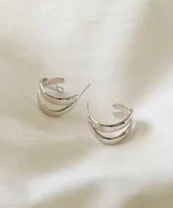 Astrid & Miyu Molten Duo Small Hoops In Silver