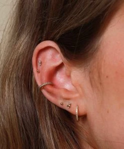 Astrid & Miyu Double Topaz Stud Earrings In Solid Gold