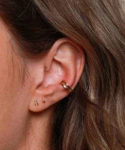 Astrid & Miyu Double Topaz Stud Earrings In Solid Gold