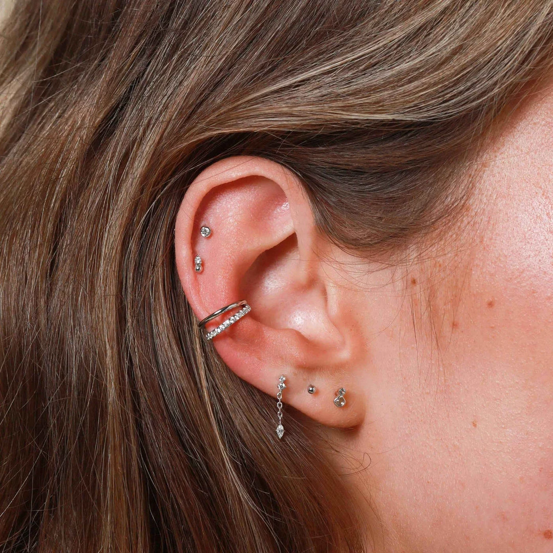 Astrid & Miyu Double Topaz Stud Earrings In Solid White Gold 6 Astrid & Miyu Double Topaz Stud Earrings In Solid White Gold