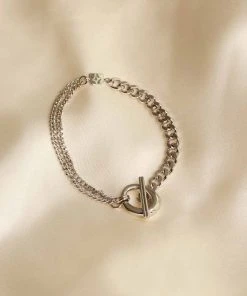 Astrid & Miyu Bracelets Duo T-Bar Bracelet In Silver