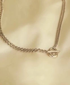 Astrid & Miyu Duo T-Bar Necklace In Silver