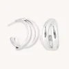 Astrid & Miyu Molten Duo Large Hoops In Silver Earrings