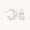 Astrid & Miyu Molten Duo Small Hoops In Silver