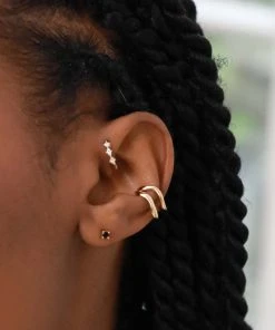 Astrid & Miyu Molten Duo Ear Cuff In Gold