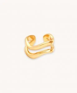 Astrid & Miyu Molten Duo Ear Cuff In Gold