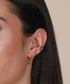 Astrid & Miyu Molten Charm Hoops In Gold