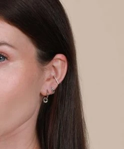 Astrid & Miyu Earrings Molten Charm Hoops In Silver 9 Astrid & Miyu Earrings Molten Charm Hoops In Silver