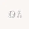 Astrid & Miyu Earrings Molten Duo Huggies In Silver