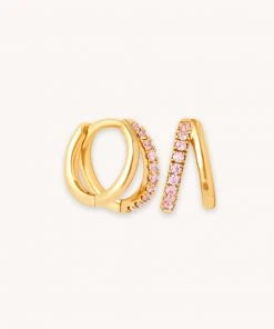 Astrid & Miyu Duo Pink Huggies In Gold