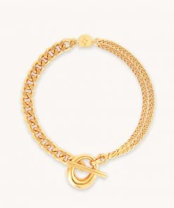 Astrid & Miyu Duo T-Bar Bracelet In Gold Bracelets
