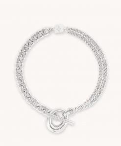 Astrid & Miyu Bracelets Duo T-Bar Bracelet In Silver