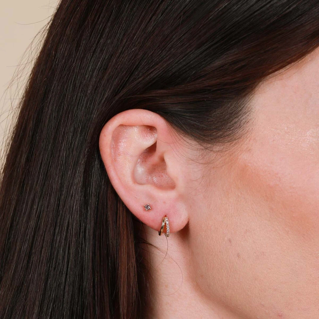 Astrid & Miyu Duo Pink Huggies In Gold 4 Astrid & Miyu Duo Pink Huggies In Gold