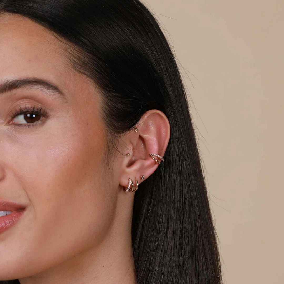 Astrid & Miyu Duo Pink Huggies In Gold 6 Astrid & Miyu Duo Pink Huggies In Gold