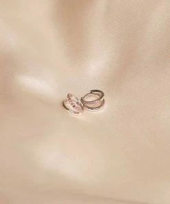 Astrid & Miyu Earrings Duo Pink Huggies In Silver