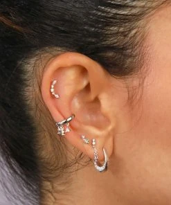 Astrid & Miyu Elysian Crystal Ear Cuff In Silver
