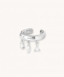 Astrid & Miyu Elysian Crystal Ear Cuff In Silver