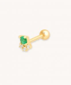 Astridandmiyu Emerald & Crystal Barbell In Gold