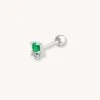 Astridandmiyu Emerald & Crystal Barbell In Silver Sale