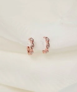 Astrid & Miyu Ethereal Crystal Huggies In Rose Gold Earrings