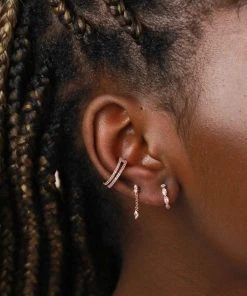 Astrid & Miyu Ethereal Crystal Huggies In Rose Gold Earrings