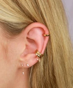 Astrid & Miyu Elysian Crystal Ear Cuff In Gold