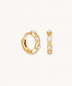 Astrid & Miyu Ethereal Crystal Huggies In Gold