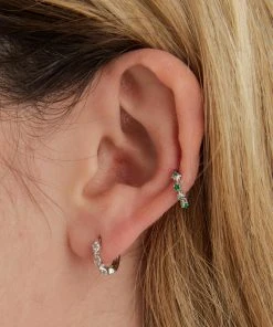 Astrid & Miyu Ethereal Crystal Huggies In Silver