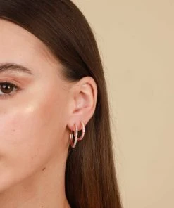 Astrid & Miyu Earrings Everyday Sparkle Stacking Set In Rose Gold