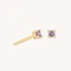 Astrid & Miyu February Birthstone Stud Earrings In Gold With Amethyst CZ