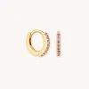 Astrid & Miyu February Birthstone Huggies In Gold With Amethyst CZ