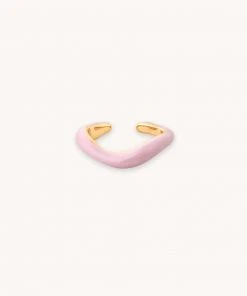 Astrid & Miyu Wave Pink Enamel Ear Cuff In Gold
