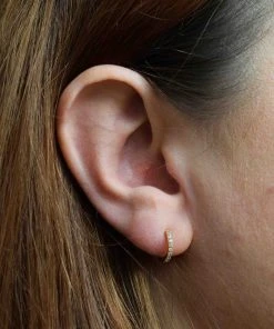 Astridandmiyu Earrings Single Dia Base Hoop In Gold 10 Astridandmiyu Earrings Single Dia Base Hoop In Gold