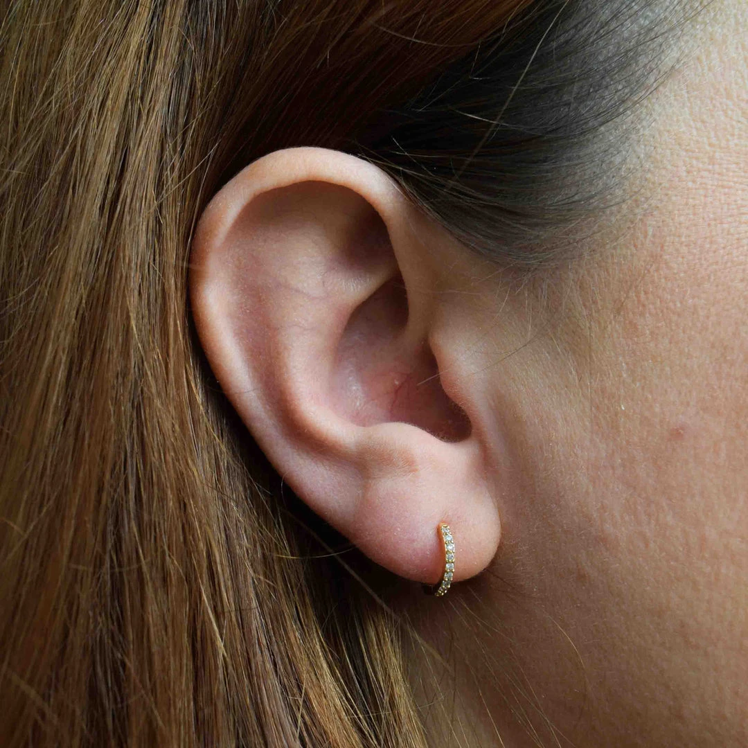 Astridandmiyu Earrings Single Dia Base Hoop In Gold 6 Astridandmiyu Earrings Single Dia Base Hoop In Gold