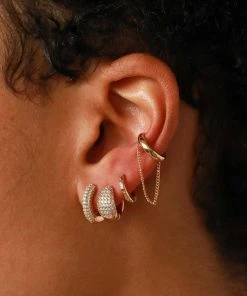 Astrid & Miyu Earrings Glimmer Pave Huggies In Gold 10 Astrid & Miyu Earrings Glimmer Pave Huggies In Gold