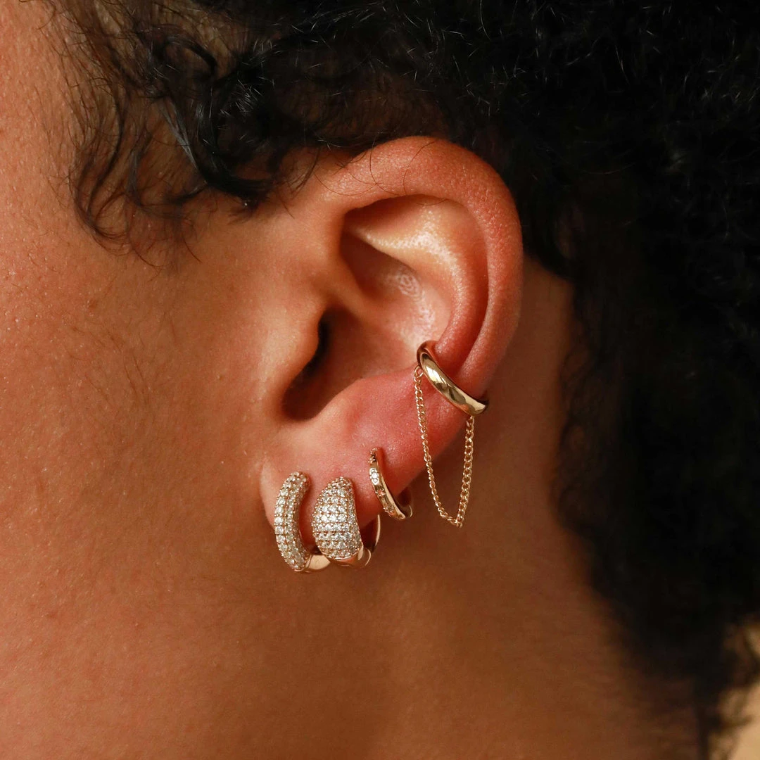 Astrid & Miyu Earrings Glimmer Pave Huggies In Gold 6 Astrid & Miyu Earrings Glimmer Pave Huggies In Gold