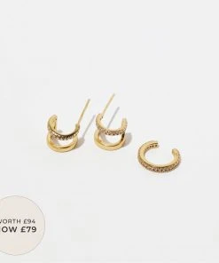 Astrid & Miyu Glimmer Illusion Stacking Set In Gold