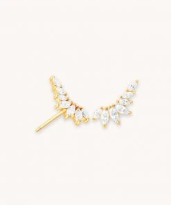 Astrid & Miyu Best Sellers Glimmer Navette Stud Earrings In Gold