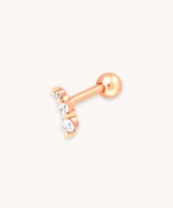 Astrid & Miyu Glimmer Crystal Barbell In Rose Gold