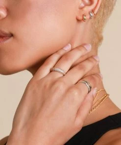 Astrid & Miyu Glimmer Pave Dome Ring In Gold 10 Astrid & Miyu Glimmer Pave Dome Ring In Gold