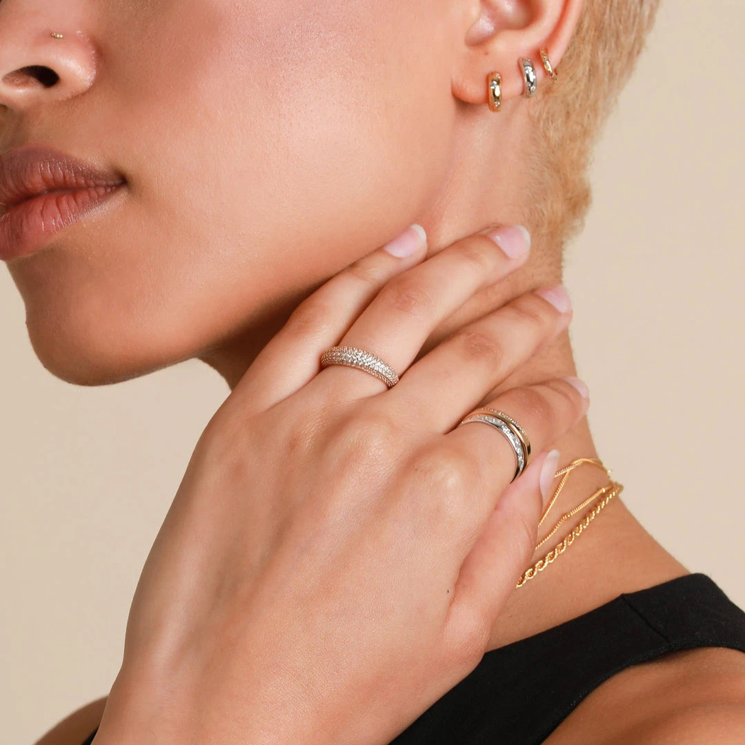 Astrid & Miyu Glimmer Pave Dome Ring In Gold 6 Astrid & Miyu Glimmer Pave Dome Ring In Gold