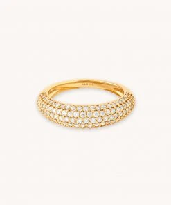 Astrid & Miyu Glimmer Pave Dome Ring In Gold