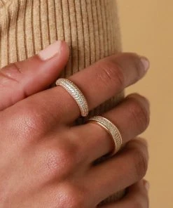 Astrid & Miyu Glimmer Pave Stacking Ring In Gold