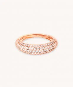 Astrid & Miyu Glimmer Pave Dome Ring In Rose Gold