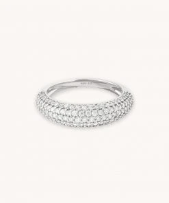 Astrid & Miyu Glimmer Pave Dome Ring In Silver Rings