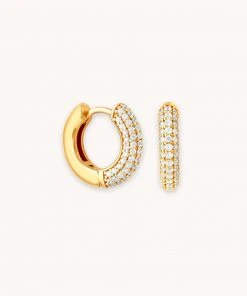 Astrid & Miyu Earrings Glimmer Pave Huggies In Gold